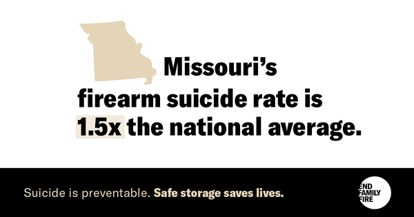 Missouri has a firearm suicide rate that is 1.5 time the national average