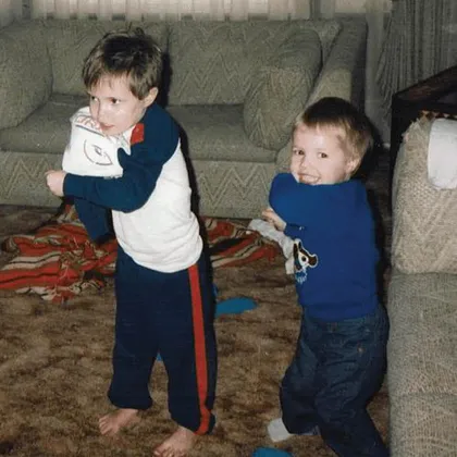 Young Chris and his brother